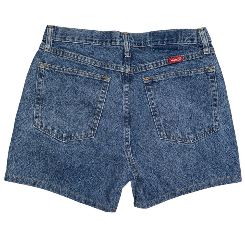 Wrangler Denim Shorts Womens 34 High Rise Blue Jean 5 Pocket Classic - Picture 4 of 5